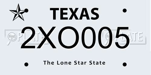 2XO005 Texas License Plate