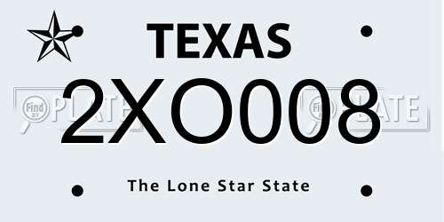 2XO008 Texas License Plate