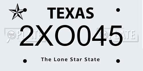 2XO045 Texas License Plate