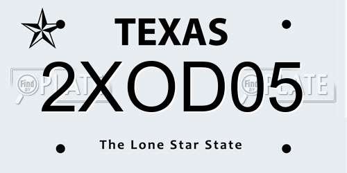 2XOD05 Texas License Plate