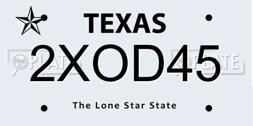2XOD45 Texas License Plate