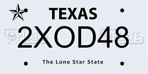 2XOD48 Texas License Plate