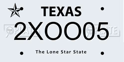 2XOO05 Texas License Plate