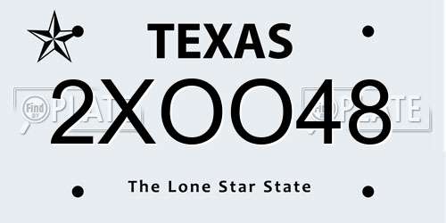 2XOO48 Texas License Plate