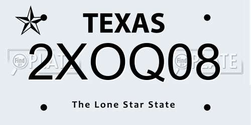 2XOQ08 Texas License Plate