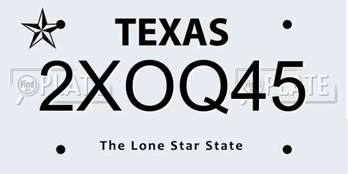 2XOQ45 Texas License Plate