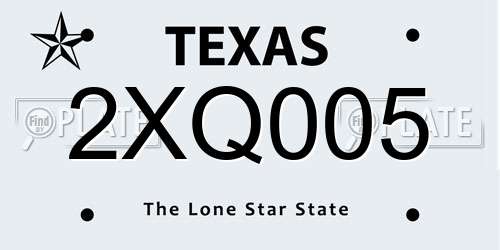 2XQ005 Texas License Plate