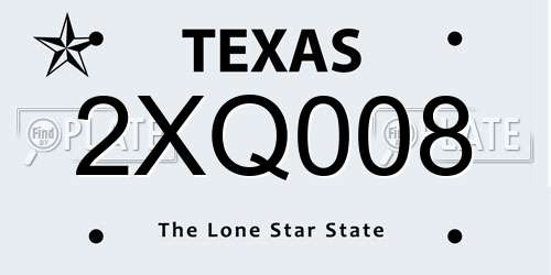 2XQ008 Texas License Plate