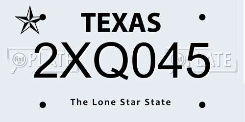 2XQ045 Texas License Plate