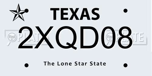 2XQD08 Texas License Plate