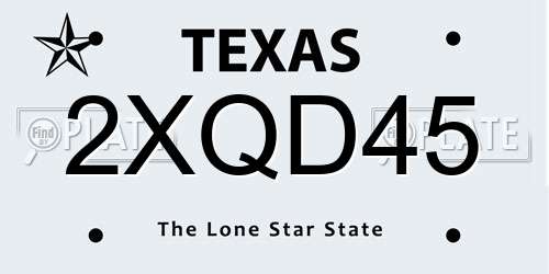 2XQD45 Texas License Plate