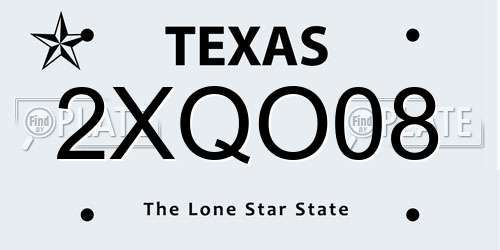 2XQO08 Texas License Plate