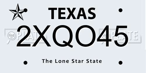 2XQO45 Texas License Plate