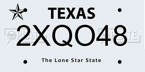 2XQO48 Texas License Plate