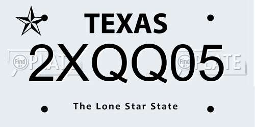 2XQQ05 Texas License Plate
