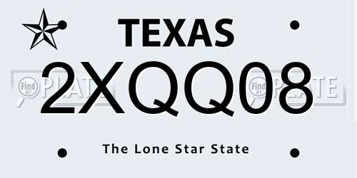 2XQQ08 Texas License Plate
