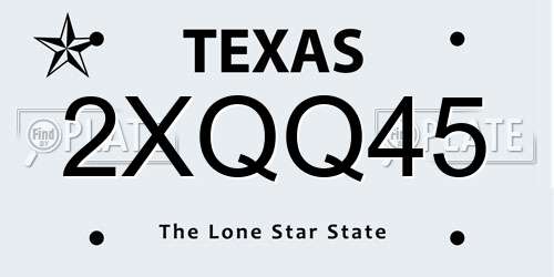 2XQQ45 Texas License Plate