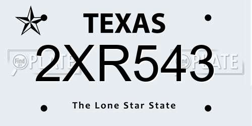 2XR543 Texas License Plate
