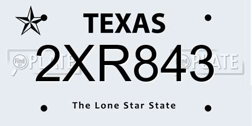 2XR843 Texas License Plate