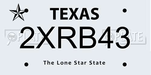 2XRB43 Texas License Plate
