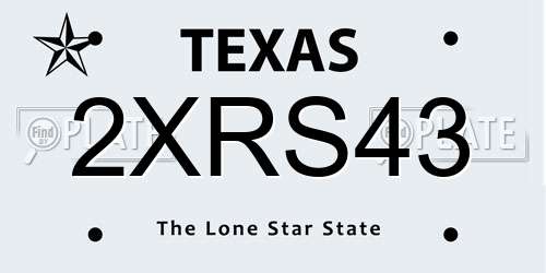 2XRS43 Texas License Plate