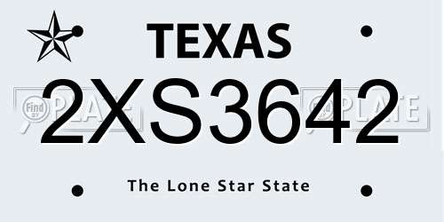2XS3642 Texas License Plate