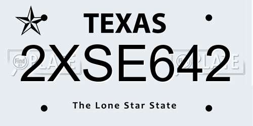 2XSE642 Texas License Plate