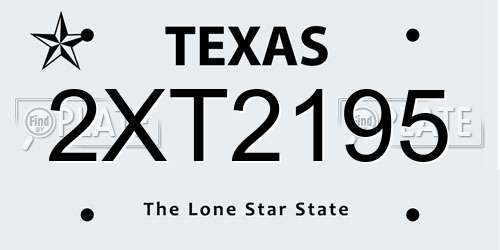 2XT2195 Texas License Plate