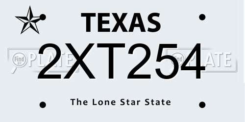 2XT254 Texas License Plate