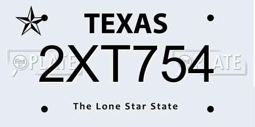 2XT754 Texas License Plate