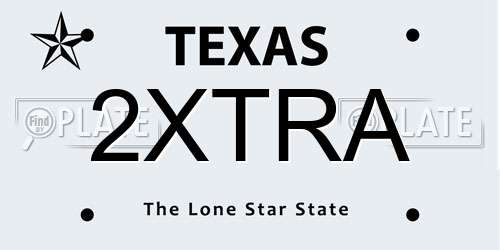 2XTRA Texas License Plate