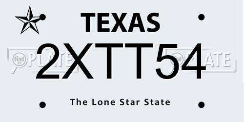 2XTT54 Texas License Plate