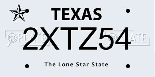 2XTZ54 Texas License Plate