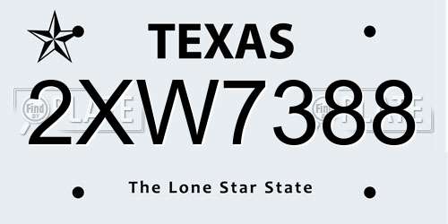 2XW7388 Texas License Plate