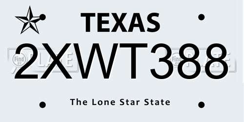 2XWT388 Texas License Plate