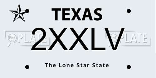 2XXLV Texas License Plate