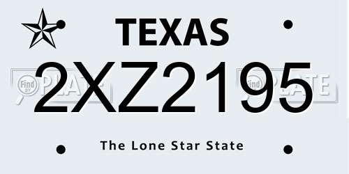 2XZ2195 Texas License Plate
