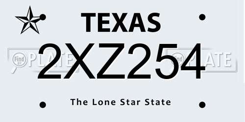 2XZ254 Texas License Plate