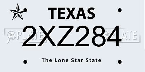 2XZ284 Texas License Plate