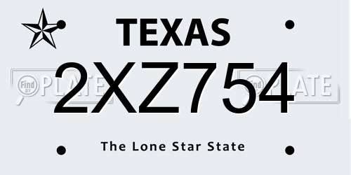 2XZ754 Texas License Plate