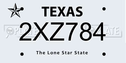 2XZ784 Texas License Plate