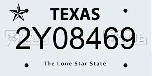 2Y08469 Texas License Plate