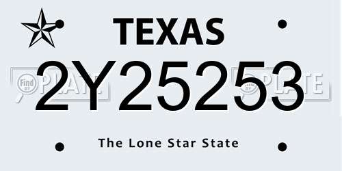 2Y25253 Texas License Plate