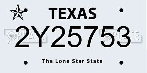2Y25753 Texas License Plate