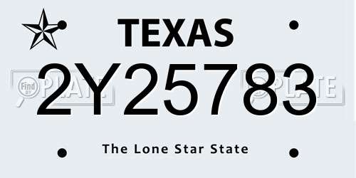 2Y25783 Texas License Plate