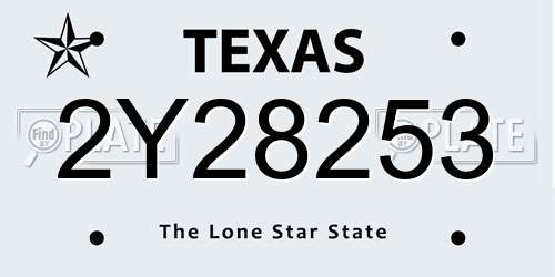 2Y28253 Texas License Plate