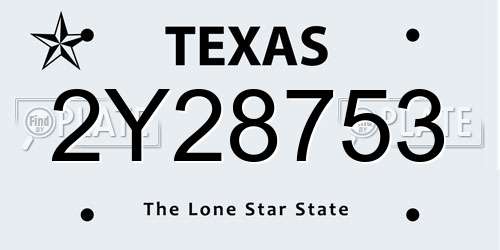2Y28753 Texas License Plate