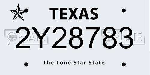 2Y28783 Texas License Plate