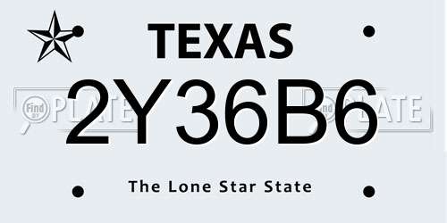 2Y36B6 Texas License Plate