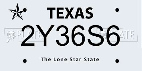 2Y36S6 Texas License Plate